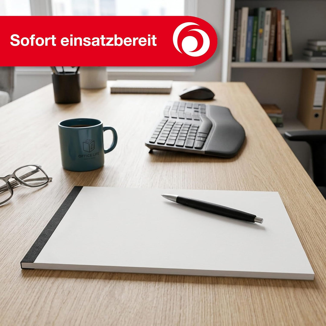 Landré Notiz-Block ohne Deckblatt A4 blanko, 50 Blatt, schwarz, 10 Stück Single, Single