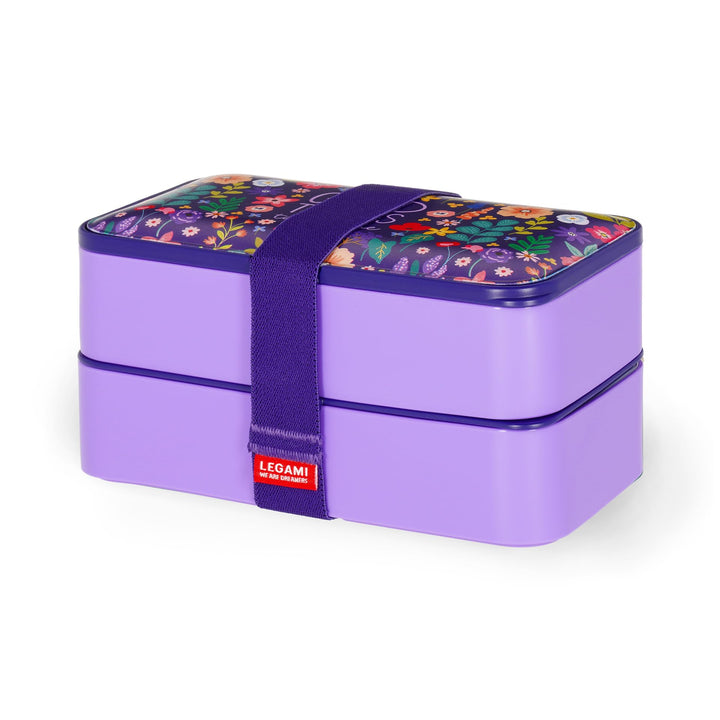 Legami - Lunchbox mit 3 Bestecken und Besteckhalter, Thema Blumen, Fassungsvermögen 1200 ml, mikrowe