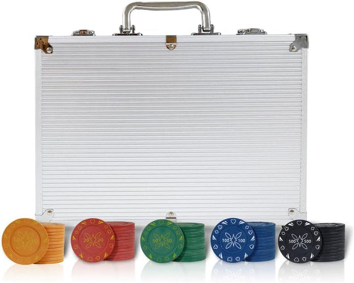 CCLIFE Pokerset Profi 300 500 PCS Pokerspiel inkl. Pokerkoffer Pokerdecks Dealer Button Poker Set Po
