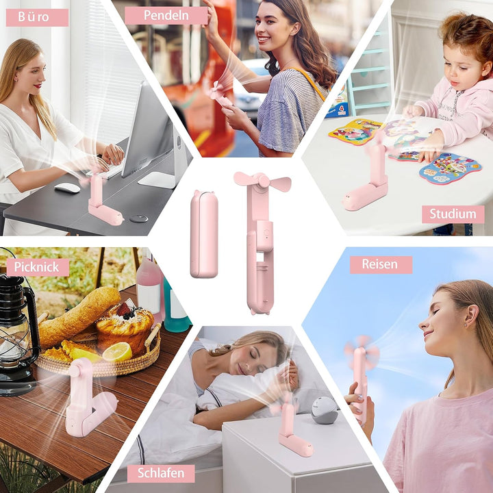 Handventilator to Go, 125g Ultraleichter Taschenventilator Mini, 20H Max Akku mit Powerbank, USB Auf