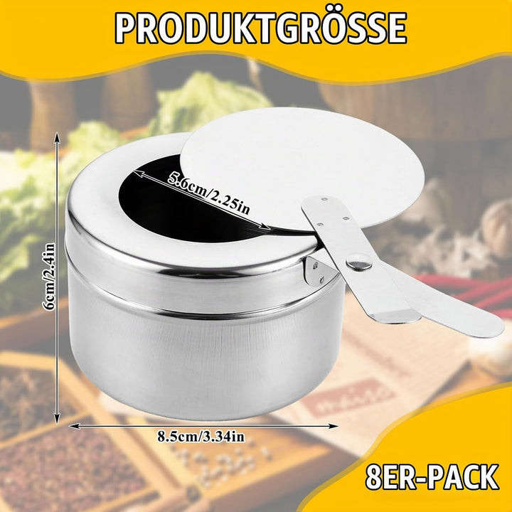 8 Stück Brennpastenbehälter Edelstahl, Brennpastenbehälter mit Deckel, Fondue Brenner, Brennpaste Be