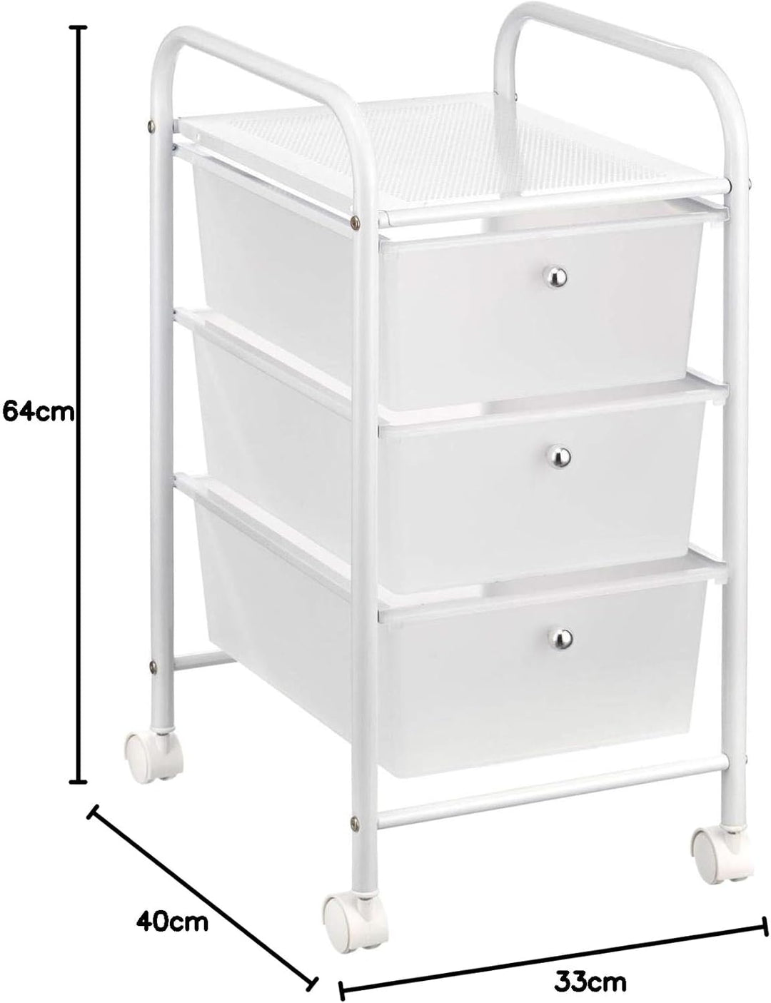 IDIMEX Badregal Rollwagen Rollcontainer GINA, mit 3 transparenten Schubladen und Metallgestell in we