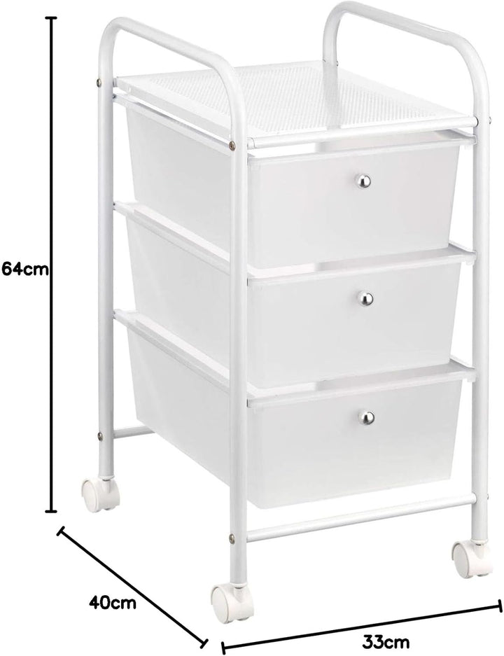 IDIMEX Badregal Rollwagen Rollcontainer GINA, mit 3 transparenten Schubladen und Metallgestell in we