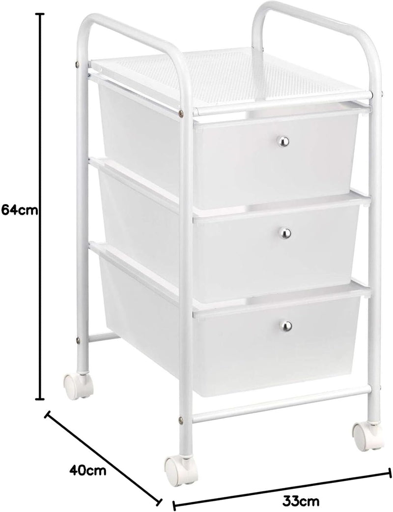 IDIMEX Badregal Rollwagen Rollcontainer GINA, mit 3 transparenten Schubladen und Metallgestell in we