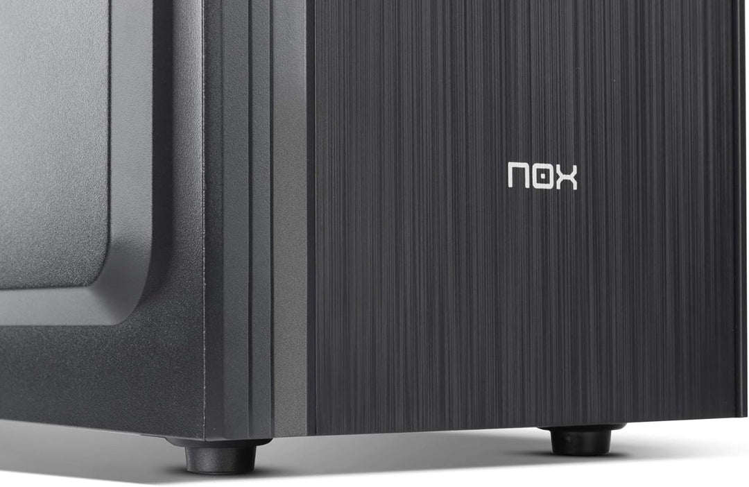NOX PC Case LITE010 -NXLITE010- PC-Gehäuse, gebürstete Front, 500W ATX-Netzteil vorinstalliert, komp