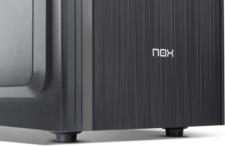NOX PC Case LITE010 -NXLITE010- PC-Gehäuse, gebürstete Front, 500W ATX-Netzteil vorinstalliert, komp
