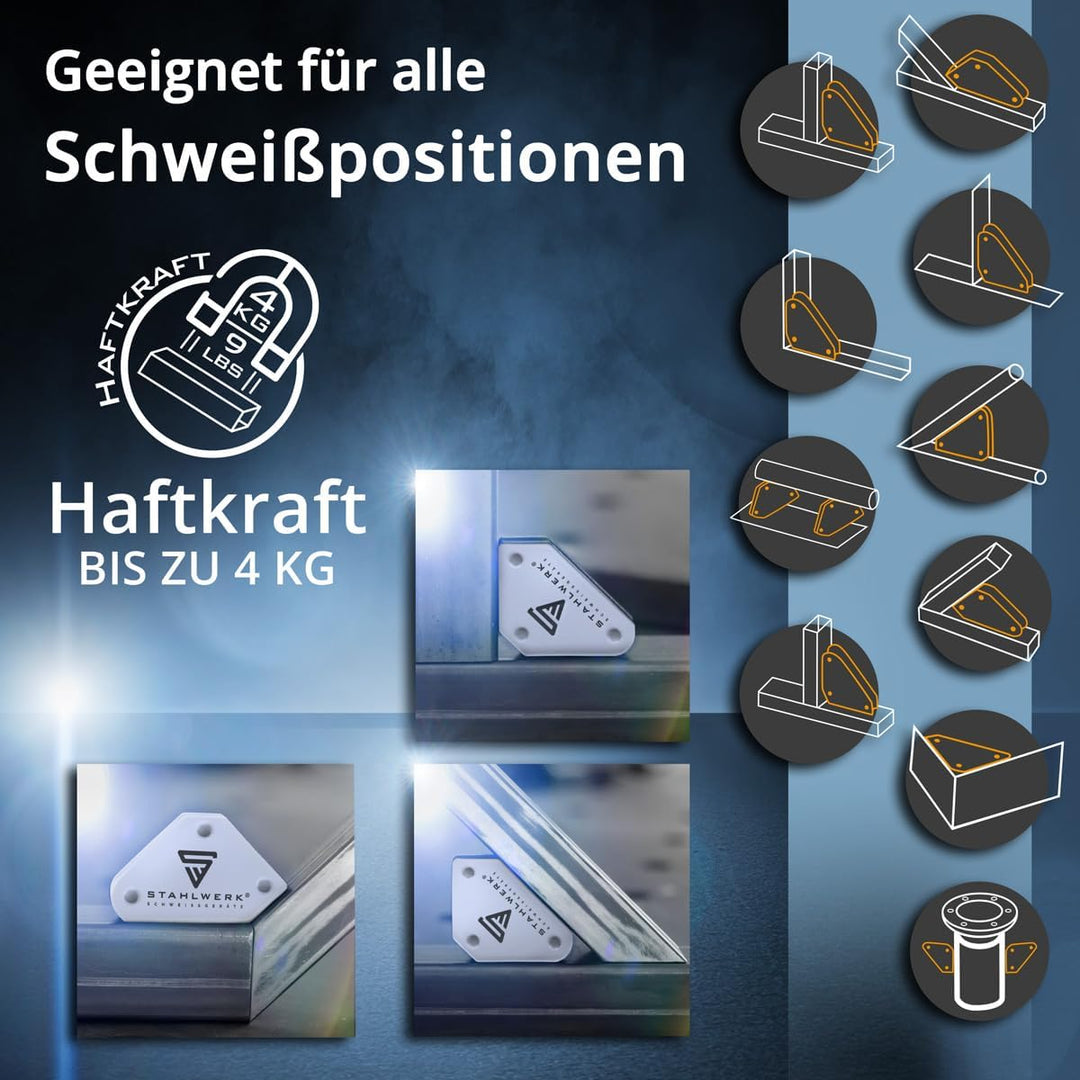 STAHLWERK 6 × Magnet-Schweisswinkel Magnetwinkel Schweissmagnet 30° x 45° x 60° x 75° x 90° x 135°,