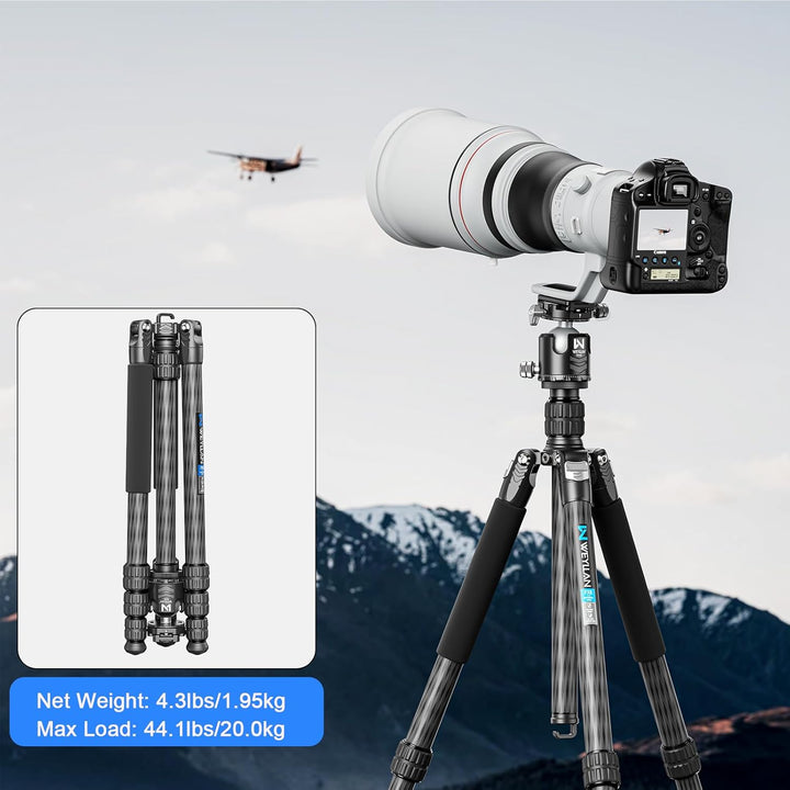 WEYLLAN Stativ-Carbon-Fiber 168cm, Pro-Heavy-Duty-Stativ Aus Carbon-Fiber Mit 29mm Rohr, 44mm Kugelk