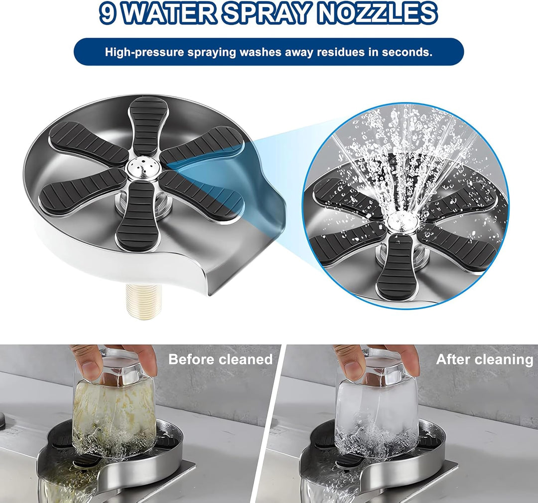 GläserspüLer für Spülbecken, FlaschenspüLer, Glasbürste für BarspüLe, Edelstahl Glasspüler, Cup Wash