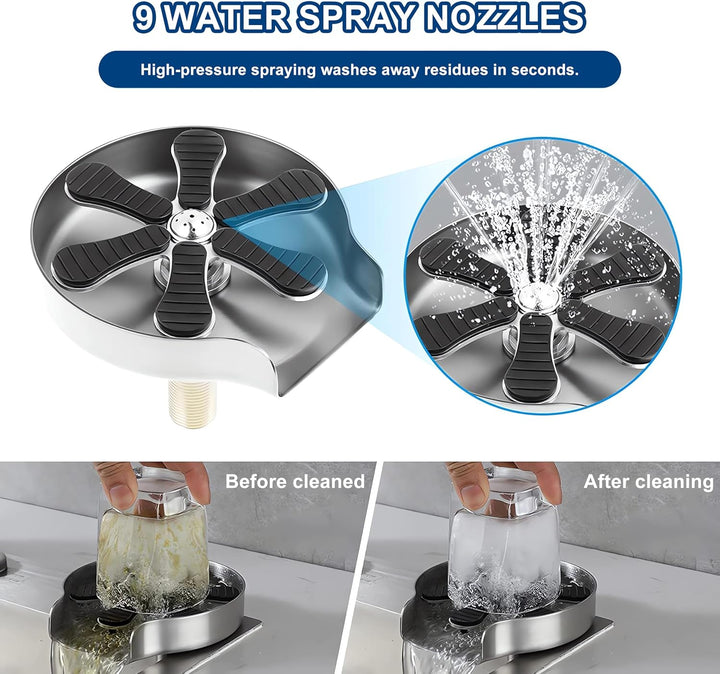 GläserspüLer für Spülbecken, FlaschenspüLer, Glasbürste für BarspüLe, Edelstahl Glasspüler, Cup Wash