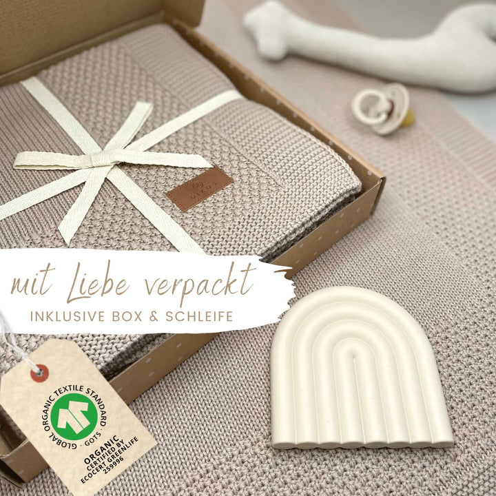 DIKOS® Babydecke *100%* GOTS Bio Baumwolle Cappuccino | weiche Herbst/Winter Neugeborenen Decke Mädc