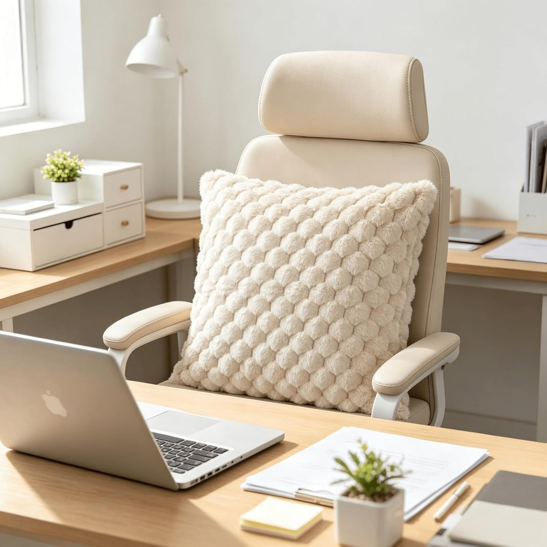NIULAA Flauschig Kissenbezug 45x45 Beige 2er Set Plüsch Deko Kissenbezüge Weich Gestreift Kissenhüll