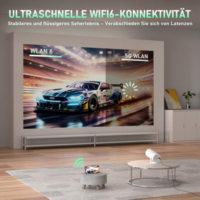 [Elektrischer Fokus] Mini Beamer 4K 1080P unterstützt mit Android App, Portable XuanPad Mini Projekt