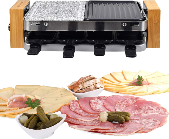 Syntrox Germany RAC-1500WB Lugano Raclette mit 4 Platten mit antihaftbeschichteter Grillplatte und N