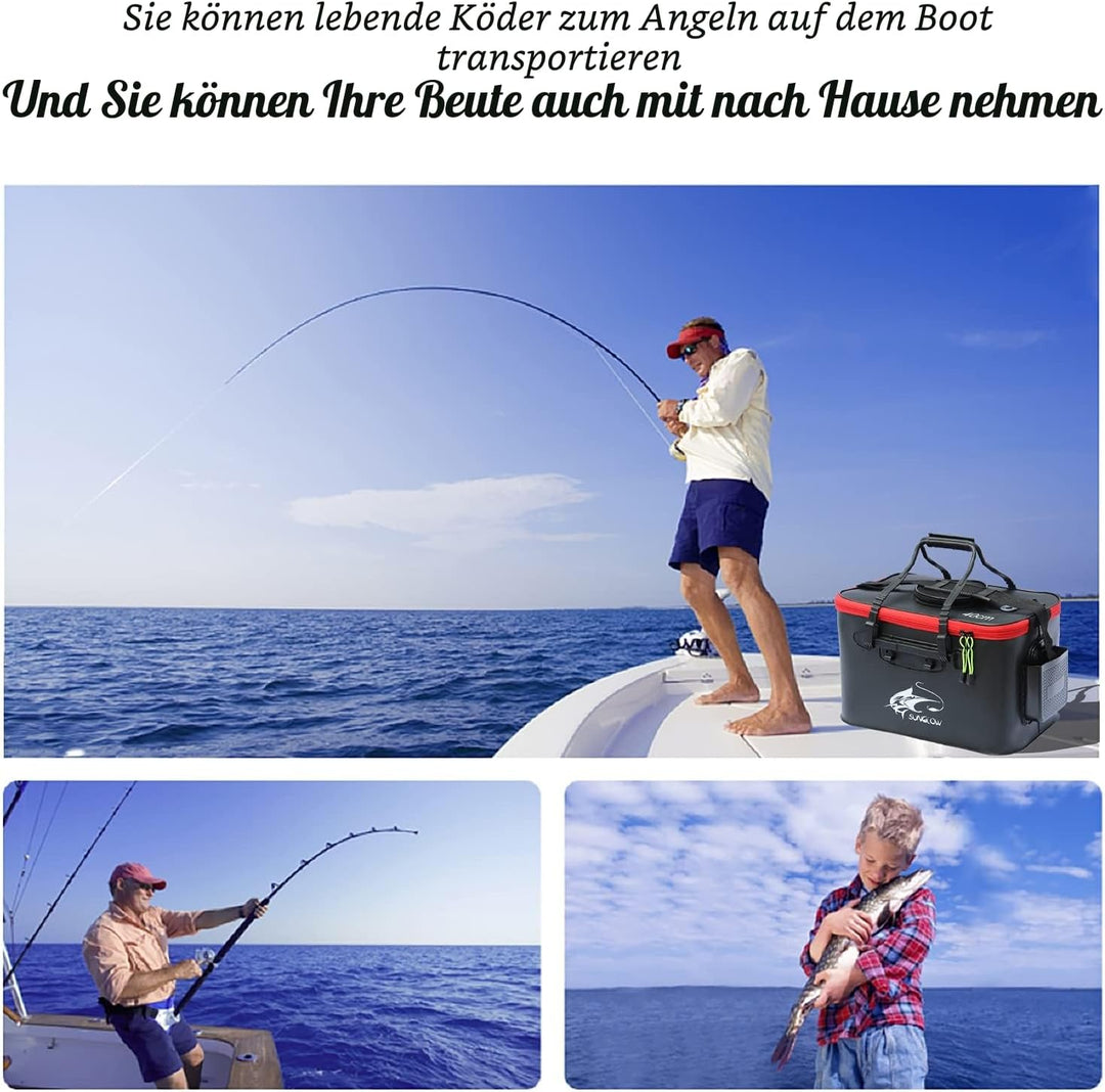 MMSGA Angeleimer, 23L/30L/38L Tragbarer Faltbarer Angelköder-Eimer，Multifunktionaler Behälter für le