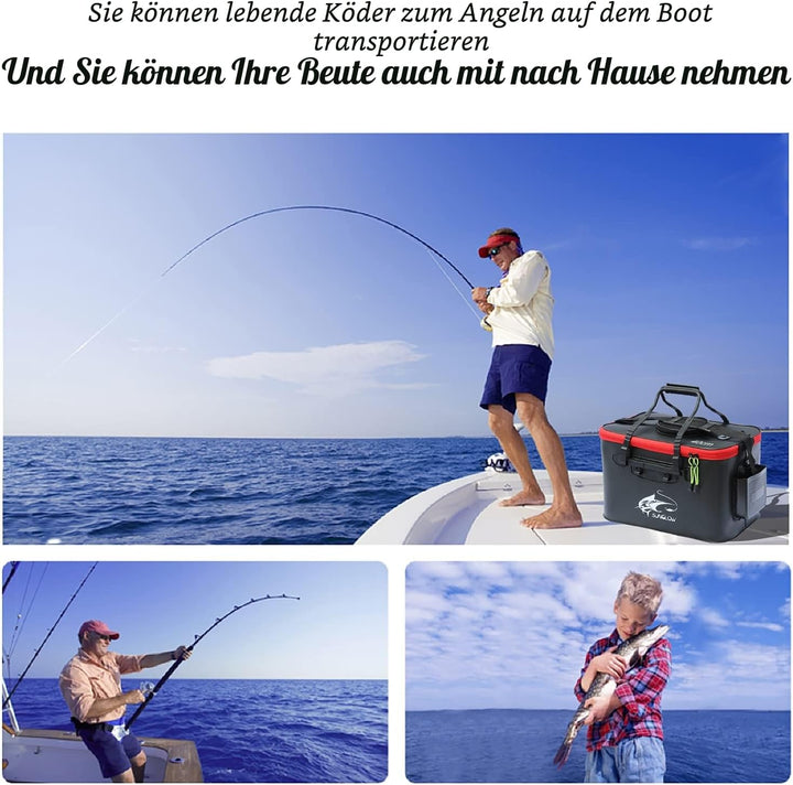 MMSGA Angeleimer, 23L/30L/38L Tragbarer Faltbarer Angelköder-Eimer，Multifunktionaler Behälter für le