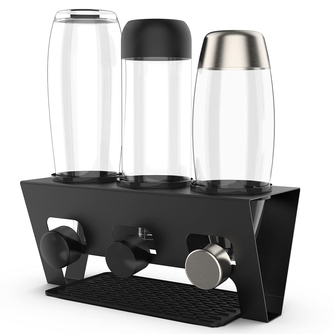 Rainsworth Flaschenhalter kompatibel mit SodaStream Duo und gängige Wasserflaschen, 3er Abtropfhalte