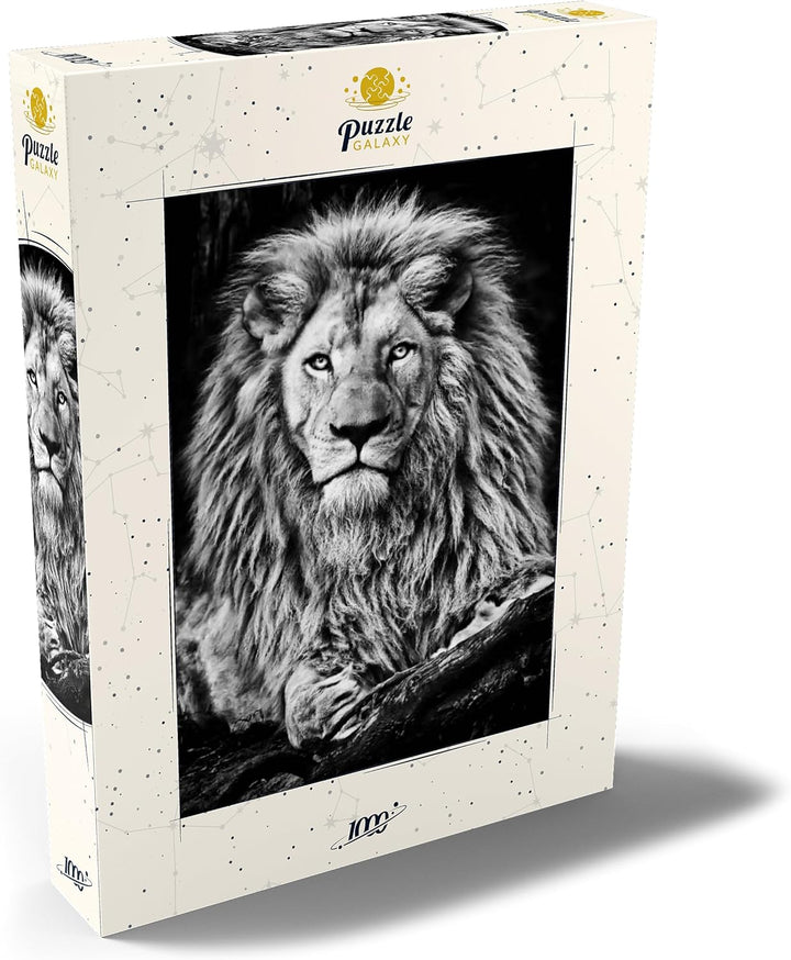 Schwarz-Weiss-Bild eines Majestätischen Löwen - Premium 1000 Teile Puzzle - MyPuzzle Sonderkollektio
