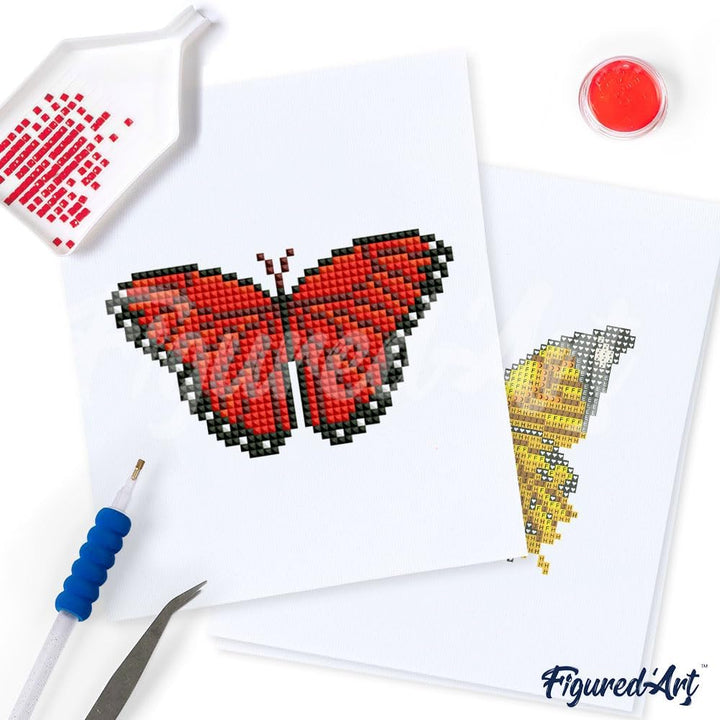 Figured'Art Mini Serie Diamond Painting Erwachsene - Schmetterlinge 3 - Premium-Box mit 12 Stück 15x