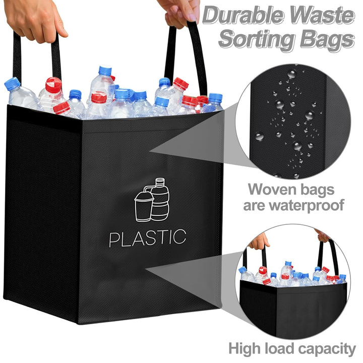 Mülltrennsystem 3fach für Papier Glas Plastik Recycling System Taschen Mülleimer mit Stabilisatoren