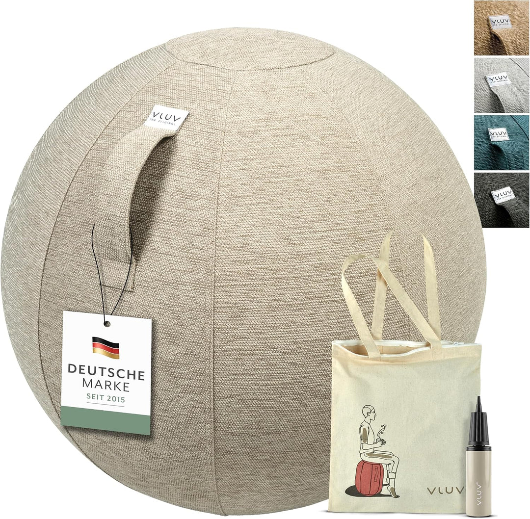 VLUV® BOL STOV Sitzball Büro Ergonomisch [Atmungsaktiv mit Tragegriff und Wegrollschutz] Waschbarer