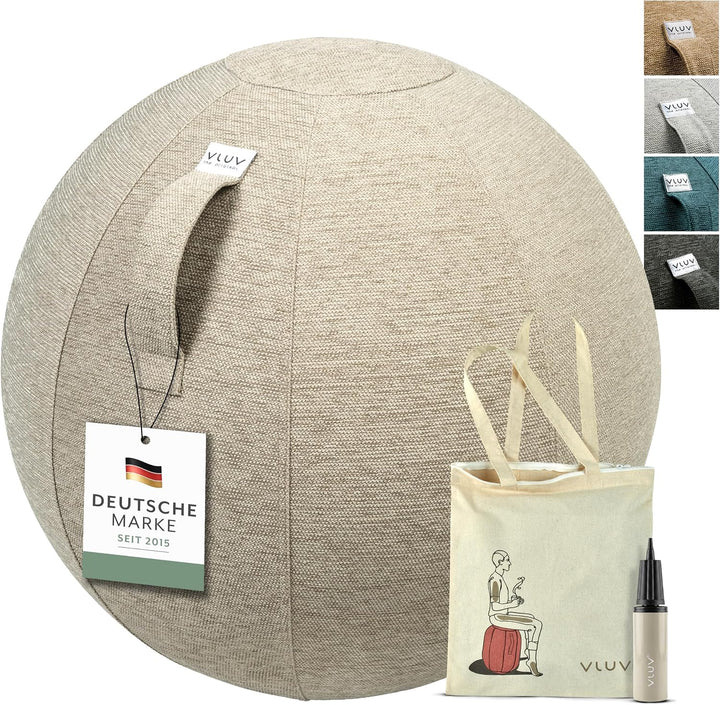 VLUV® BOL STOV Sitzball Büro Ergonomisch [Atmungsaktiv mit Tragegriff und Wegrollschutz] Waschbarer