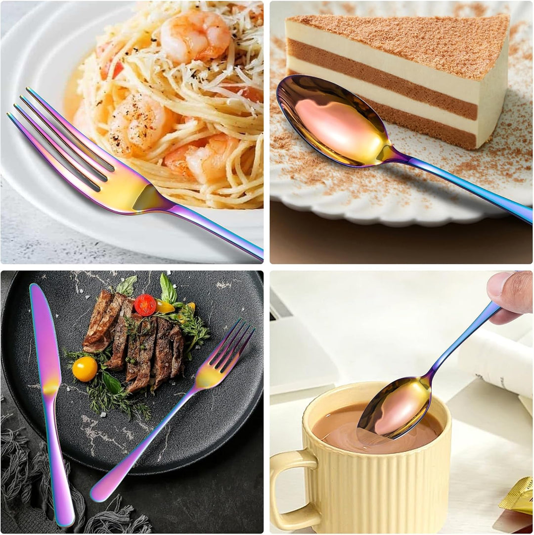 Besteck Set, Edelstahl Spiegelpoliert 30 teilig Besteckset für 6 Personen, Essbesteck Set mit Messer