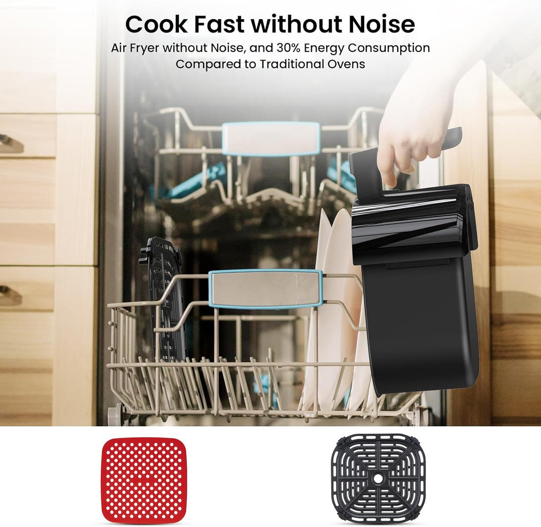 Hot Air Fryer 4.5 L 1500 W with Viewing Window for Kitchen, Low Noise, Memory Function, 8 Preset Men