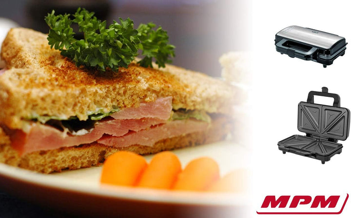 MPM - MOP-20M - Sandwichmaker - Toaster - für 4 dreieckige Sandwiches/Panini - 900 W - Gehäuse aus r
