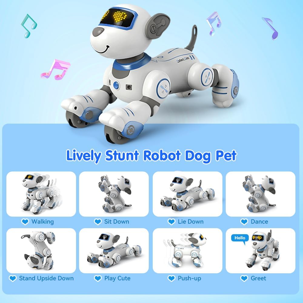 VATOS Roboter Hund Kinder Ferngesteuerter Spielzeug - Interaktiver Anfassen und Folgen Roboterhund m