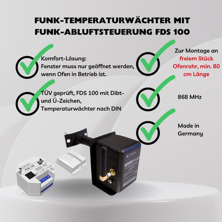 Schabus Funk-Abluftsteuerung FTW 510 mit Thermoschalter und FDS 100 Zubehör für Dunstabzugshauben