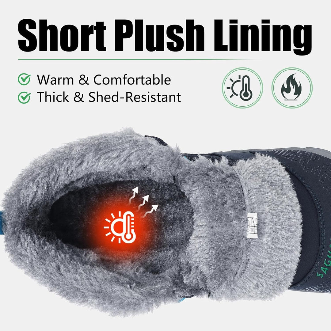 SAGUARO Barfussschuhe Gefüttert Herren Winterschuhe Damen Warm Winterstiefel 47 EU Blau, 47 EU Blau