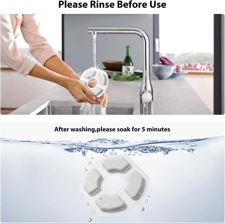 Stouchi 12 Stück Katzenbrunnen Filter,Ersatzfilter für Trinkbrunnen 6 Stück Kohlefilter und 6 Stück