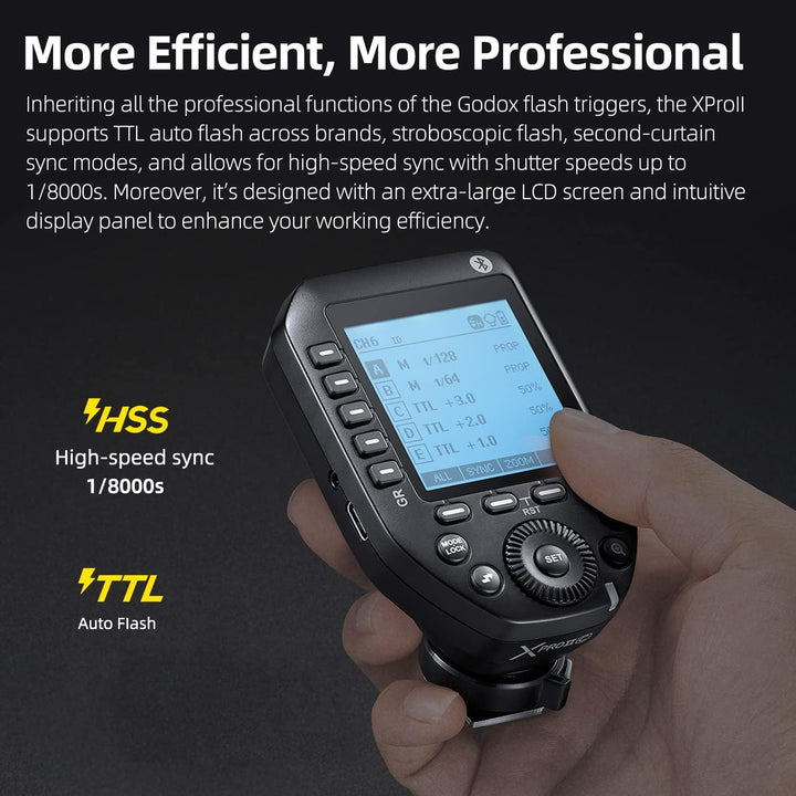 Godox XProII-C TTL Wireless Flash Trigger 1/8000s HSS, TCM Instantaneous Switching, APP Control, 16