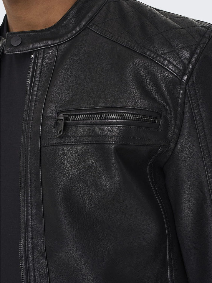 ONLY & SONS Herren Onsal Pu Noos OTW Jacke S Schwarz, S Schwarz