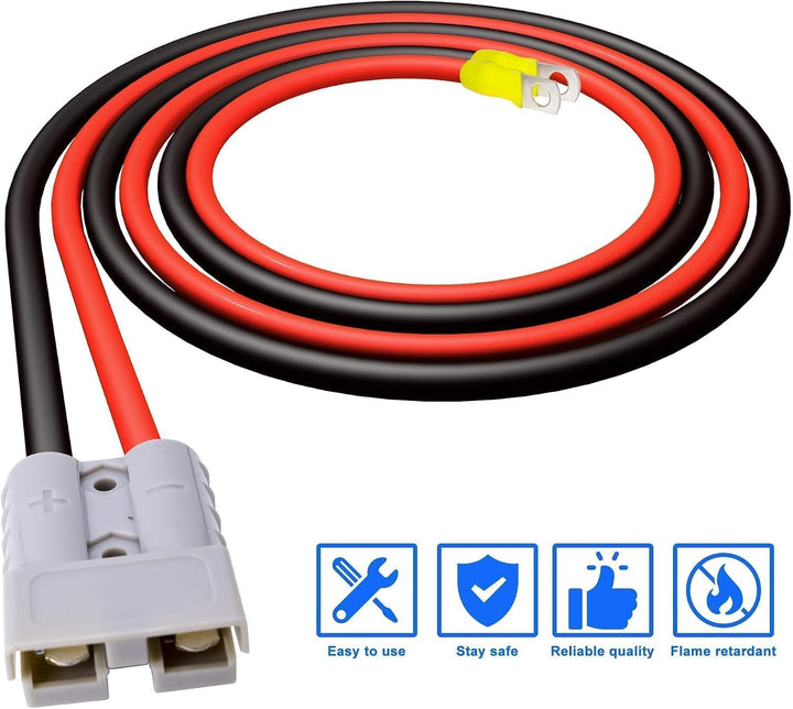 HISports 2 Stück Anderson Batterieanschluss Stecker 50 A 600 V mit O-Ring Kabel 10 AWG 50 cm,Ladeste
