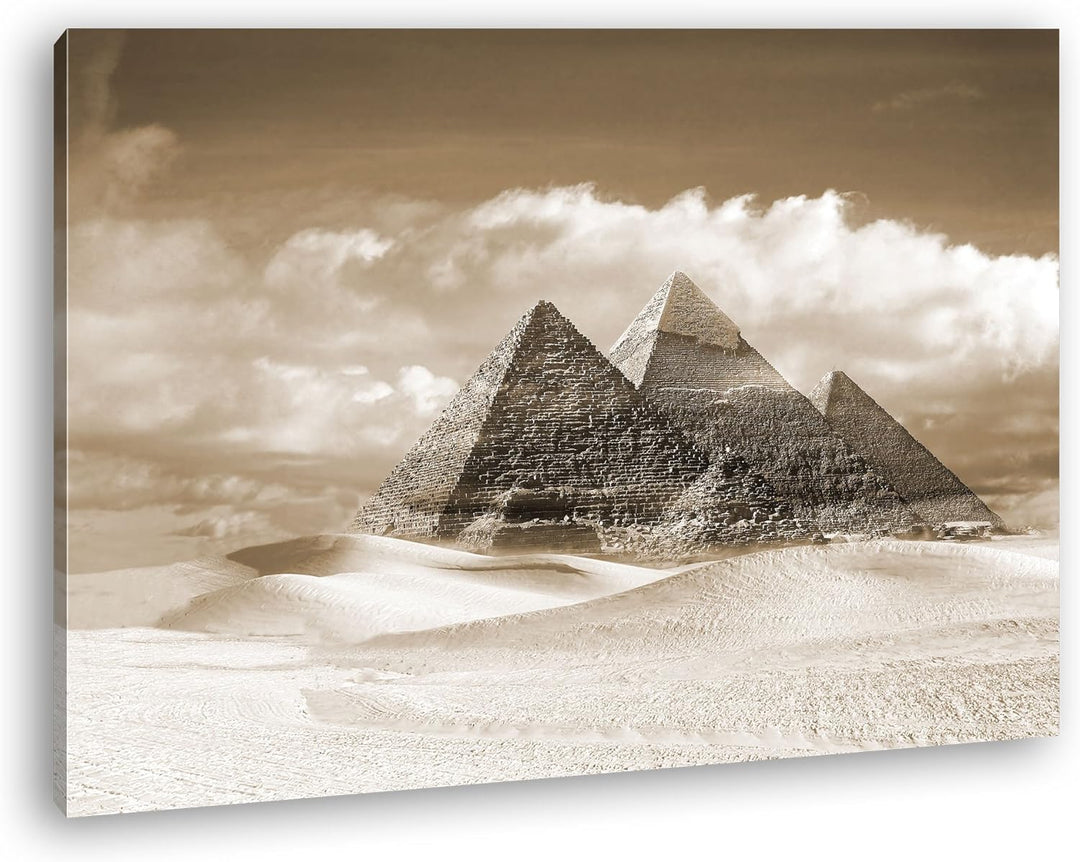 deyoli Die Pyramiden von Gizeh Format: 80x60 Effekt: Sepia als Leinwand, Motiv fertig gerahmt auf Ec