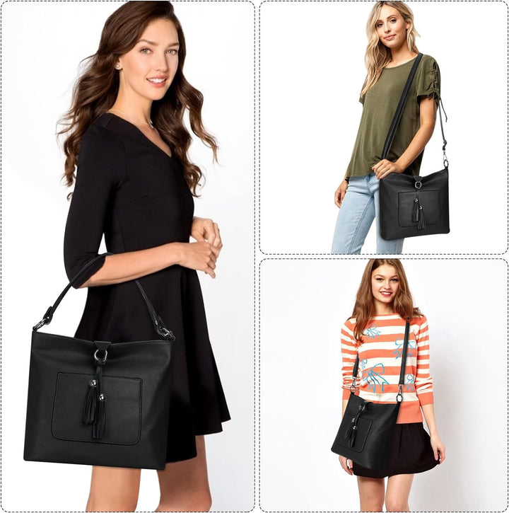 HAWEE Damen Handtasche Kunstleder Grosse Schultertasche Shopper Umhängetasche Frauen Elegante Henkel