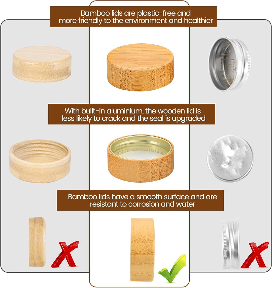Lannvan Gewürzgläser Eckig Set [24 x 120ml] mit Bambus Deckel, Gewürzdosen mit 246 Etiketten, Gewürz