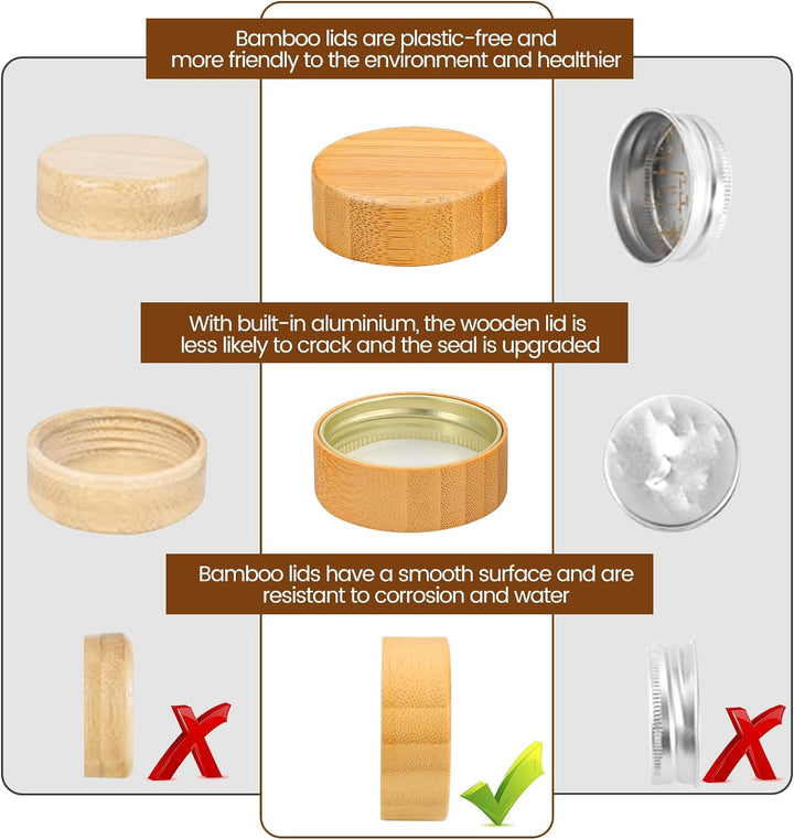 Lannvan Gewürzgläser Eckig Set [24 x 120ml] mit Bambus Deckel, Gewürzdosen mit 246 Etiketten, Gewürz