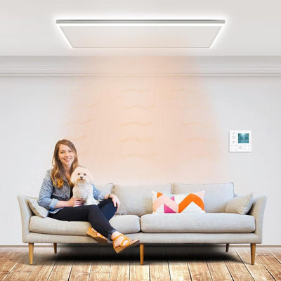 Infrarotheizung mit Thermostat 350W Deckenheizung mit LED Licht Beleuchtung Kaltweiss/Warmweiss Eins