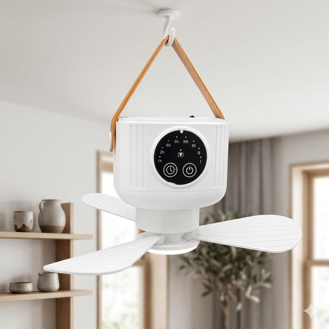 HAC24 2x Portabler Akku Ventilator zum Hängen mit Licht &amp; Fernbedienung Outdoor Camping Deckenventil