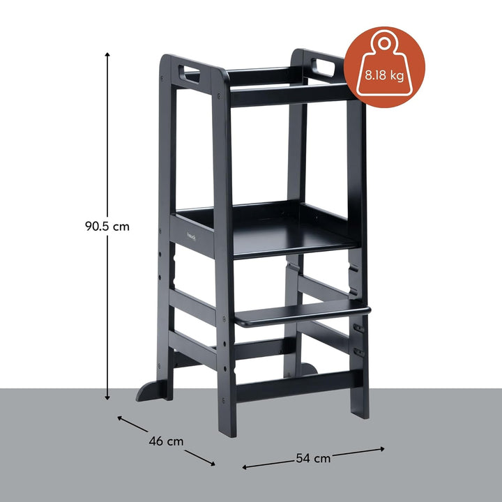 hauck Learn N Explore, Schwarz - Lernturm für KInder aus FSC® Zertifiziertes Buchenholz, Höhenverste
