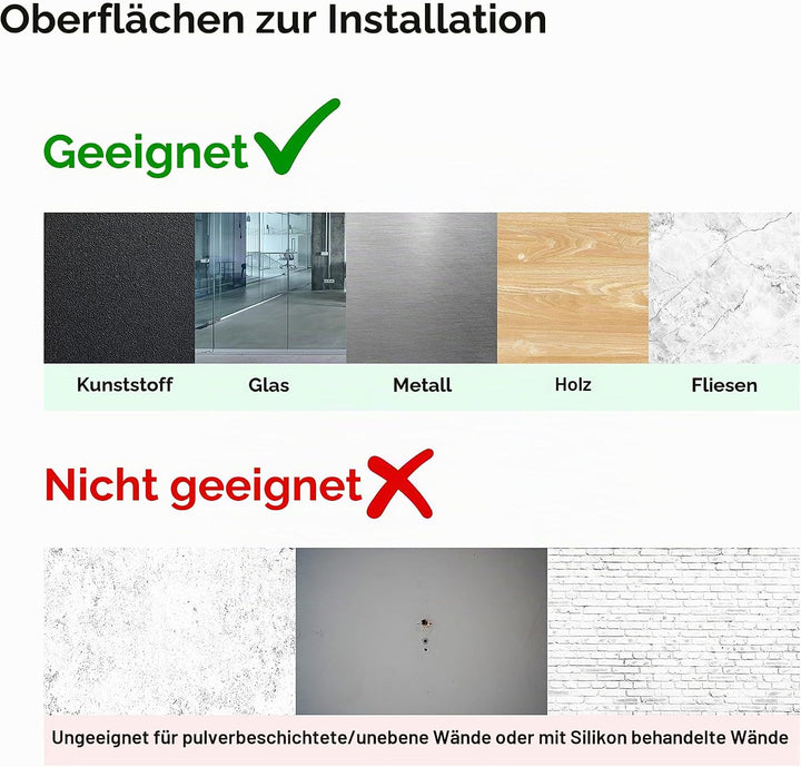 Queence Whiteboardfolie, 50 x 50 cm Magnetisch Selbstklebend inkl. Neodym-Magnete | Memoboard | Whit