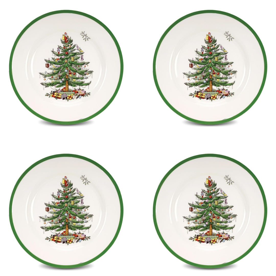 Spode Christmas Tree 25,4 cm Essteller-Set mit 4 Stück – Geschirr im Weihnachtsdesign (grün)
