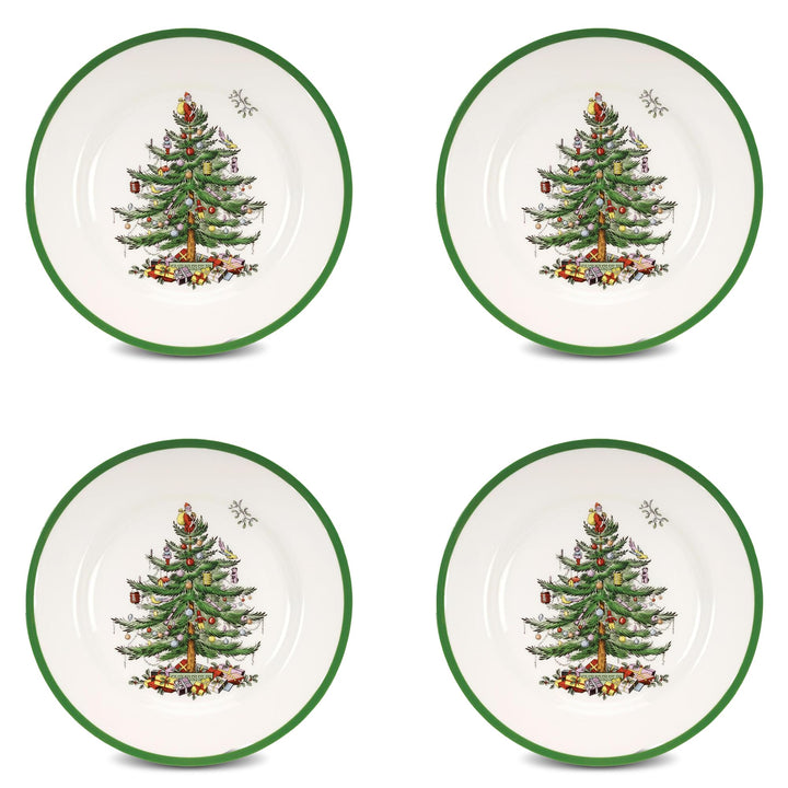 Spode Christmas Tree 25,4 cm Essteller-Set mit 4 Stück – Geschirr im Weihnachtsdesign (grün)