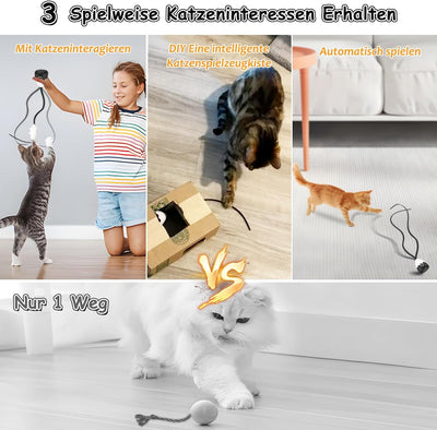 lifefav Katzenspielzeug für Hauskatzen, 2-in-1 magisches Silikon-Schwanzspielzeug, automatisches int