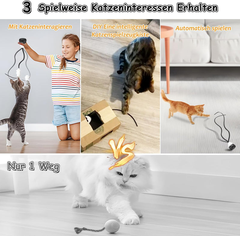 lifefav Katzenspielzeug für Hauskatzen, 2-in-1 magisches Silikon-Schwanzspielzeug, automatisches int