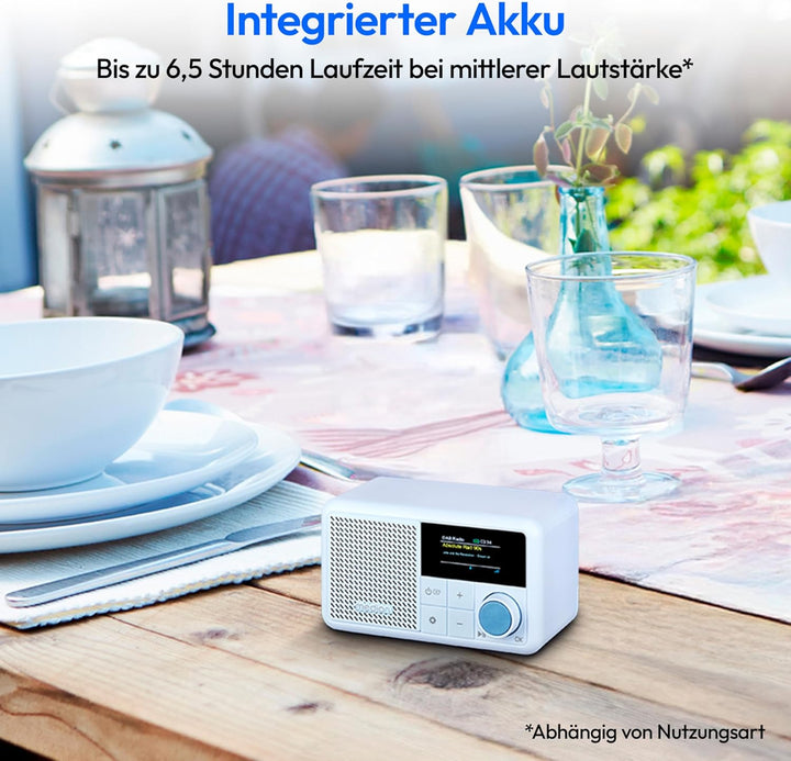 MEDION S66822 Tragbares Mini DAB+ Radio mit Bluetooth (Akku, dimmbares Farbdisplay, Teleskopantenne,
