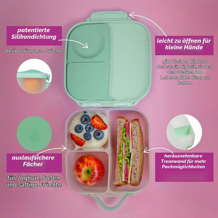 b.box Mini Brotdose | Bento-Box mit 3 Fächern (2 auslaufsicher) | Ideal für Kleinkinder, Kinderlunch